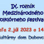 Medzinárodný folklórny festival 2023, Dubovce